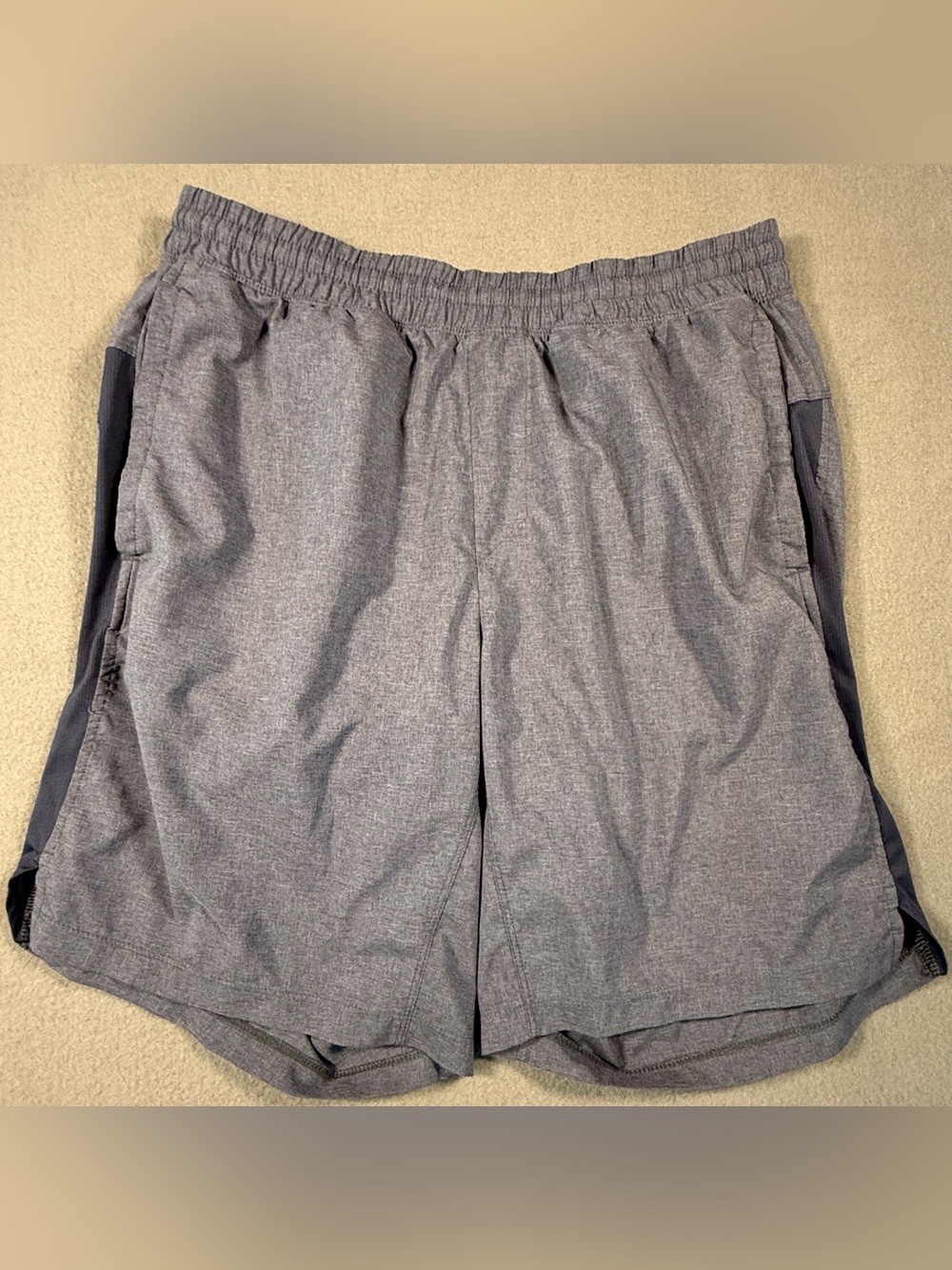 all in motion Men's Heather Gray Athletic Shorts with Dark Side Panels